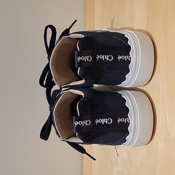 Chloe Lauren Black Canvas Embroidered Logo Sneakers - Picture 4 of 16